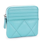 Short Sheepskin Coin Purse Women's Fashion Leather Embroidered Plaid