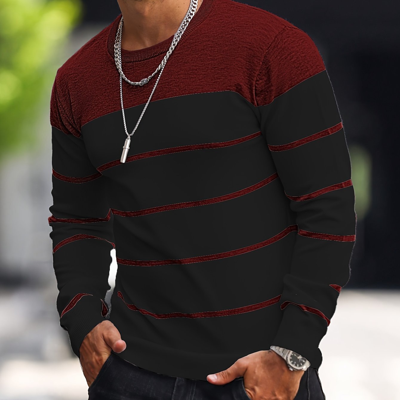 Men's Knitted Fashion Crew Casual Sweatshirt