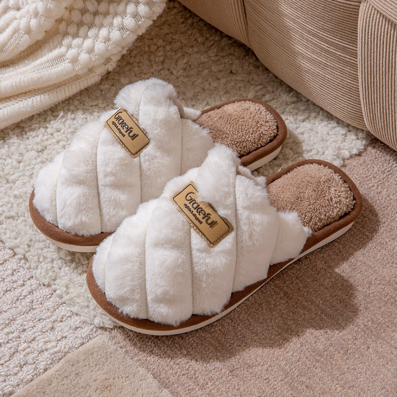 New Simple Thick Bottom Interior Home Non-slip Plush Warm Cotton Slippers