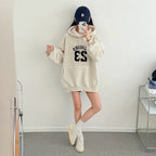 Hooded Embroidery Autumn And Winter Thin Velvet Padded Loose Lazy Style Sweatshirt