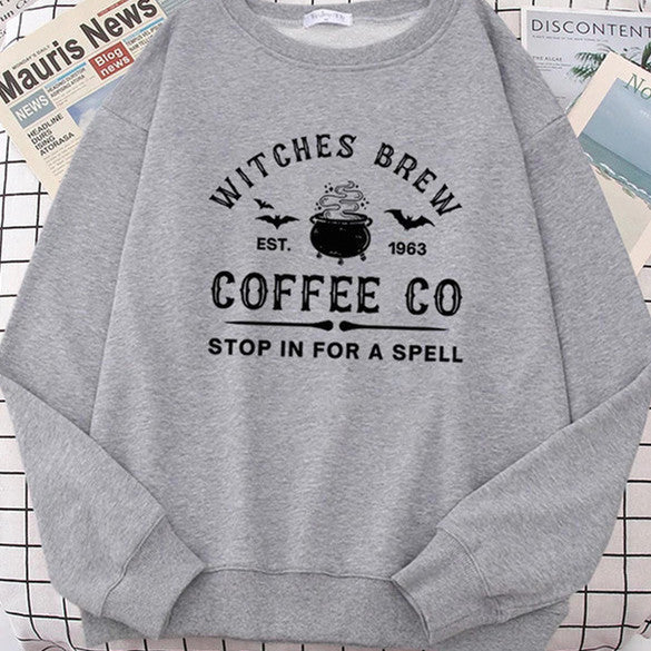 Witches Make Coffee Straight Letter Hoodie Letter Print