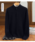 Half Zipper Worsted Wool Sweater Men's Sweater Inner Wear Blouse