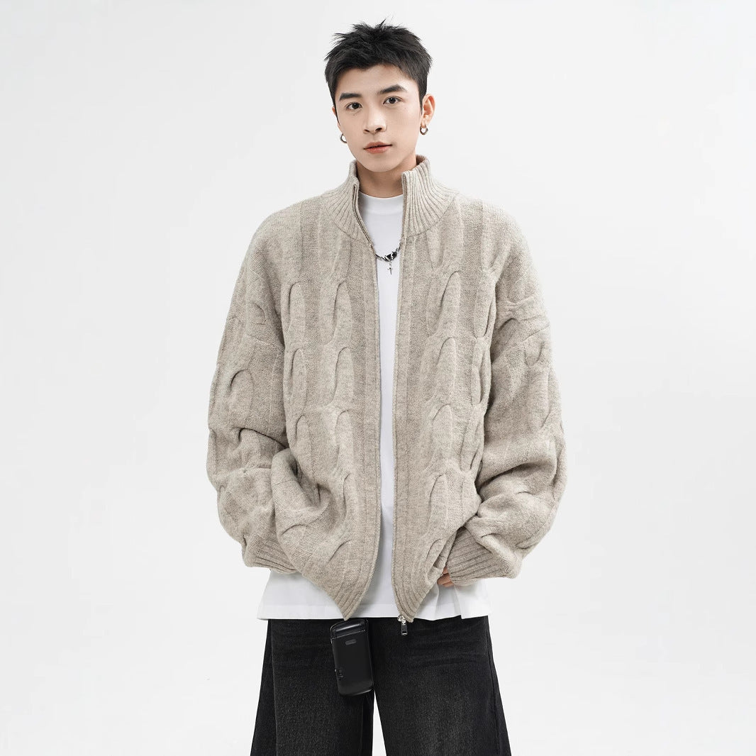 Retro Twist Cardigan Sweater For Men