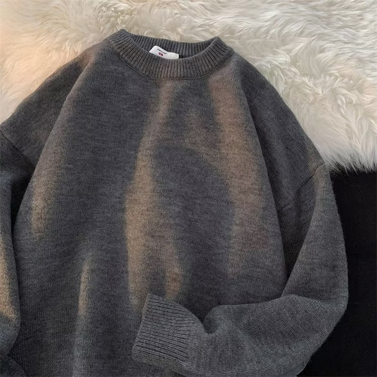 Spring And Autumn Simplicity Men's Loose Round Neck Sweater