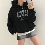 New Student Loose And Idle Letters Hooded Fleece Lined Sweater