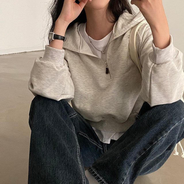 Women's Long-sleeved Solid Color Short Sweater