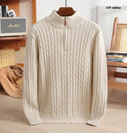 Men's Woolen Half Zipper Thick Casual Long-sleeved Sweater