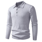 New Twisted Flower Men's Trendy Cardigan Solid Color Polo Collar Knitted Sweater Men