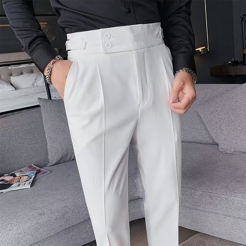 Autumn Retro High Waist Business Pure Color Straight Casual Trousers