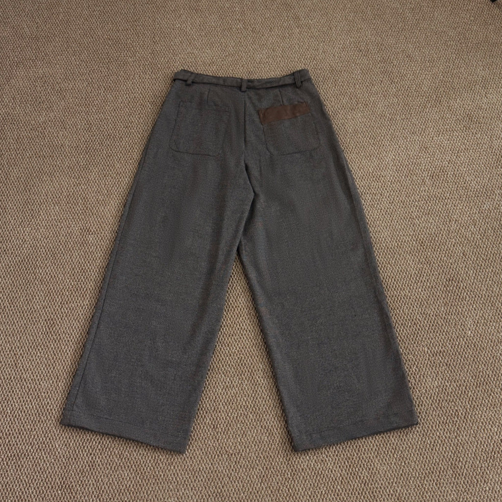 Retro Houndstooth Pattern Loose Wide-legged Versatile Casual Pants