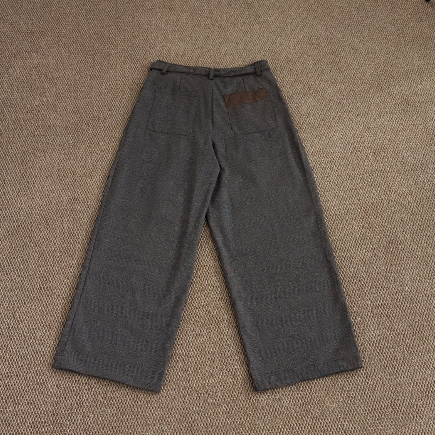 Retro Houndstooth Pattern Loose Wide-legged Versatile Casual Pants