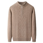 All Wool Men's Sweater Half Turtleneck Zipper Sweater