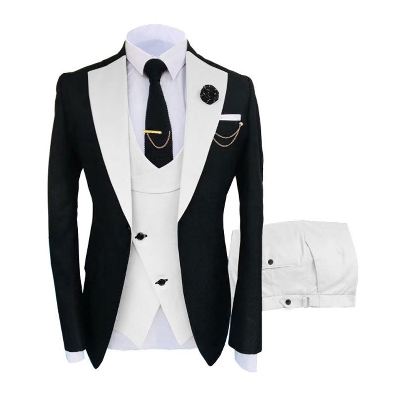 Men's Slim Fit Business Vest Coat Trousers Suit