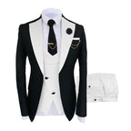 Men's Slim Fit Business Vest Coat Trousers Suit
