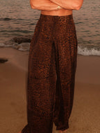 Men's Elegant Leopard Print Wide-leg Pants
