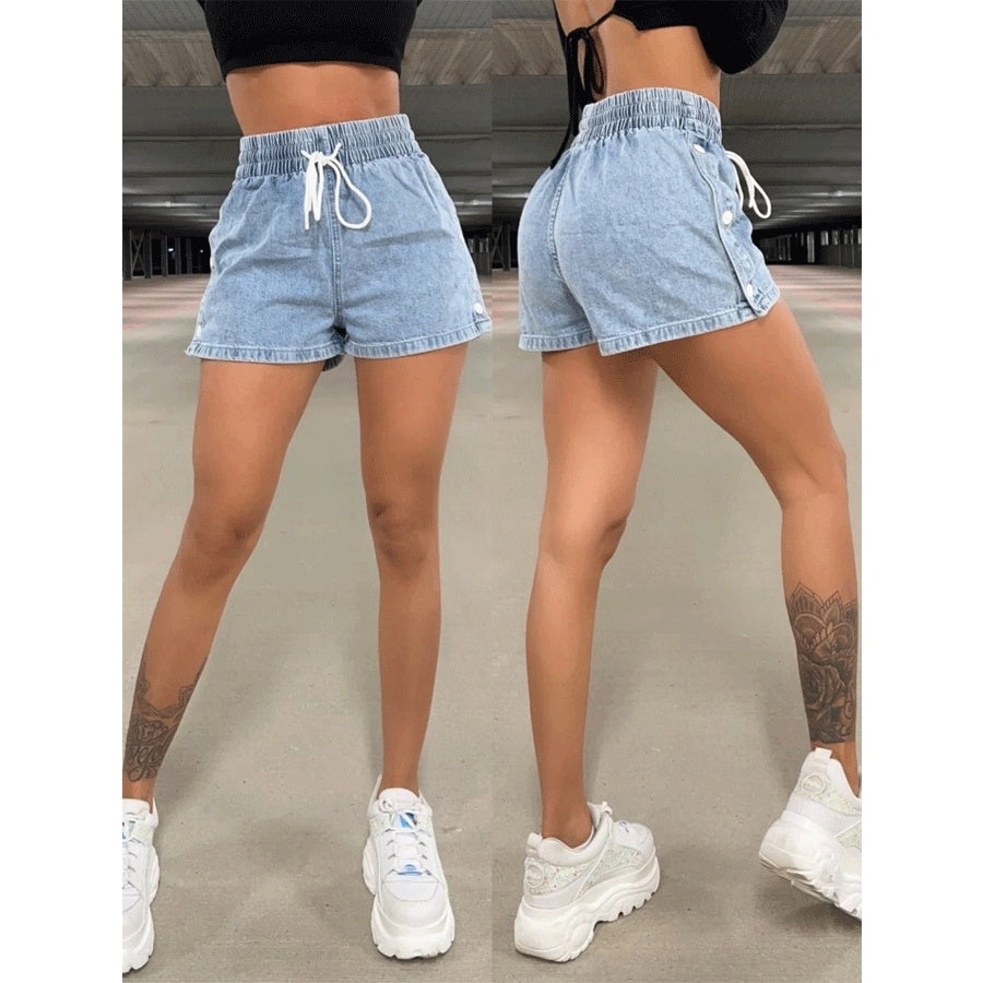 Commuter's All-matching Elastic Pure Color Slimming Denim Shorts
