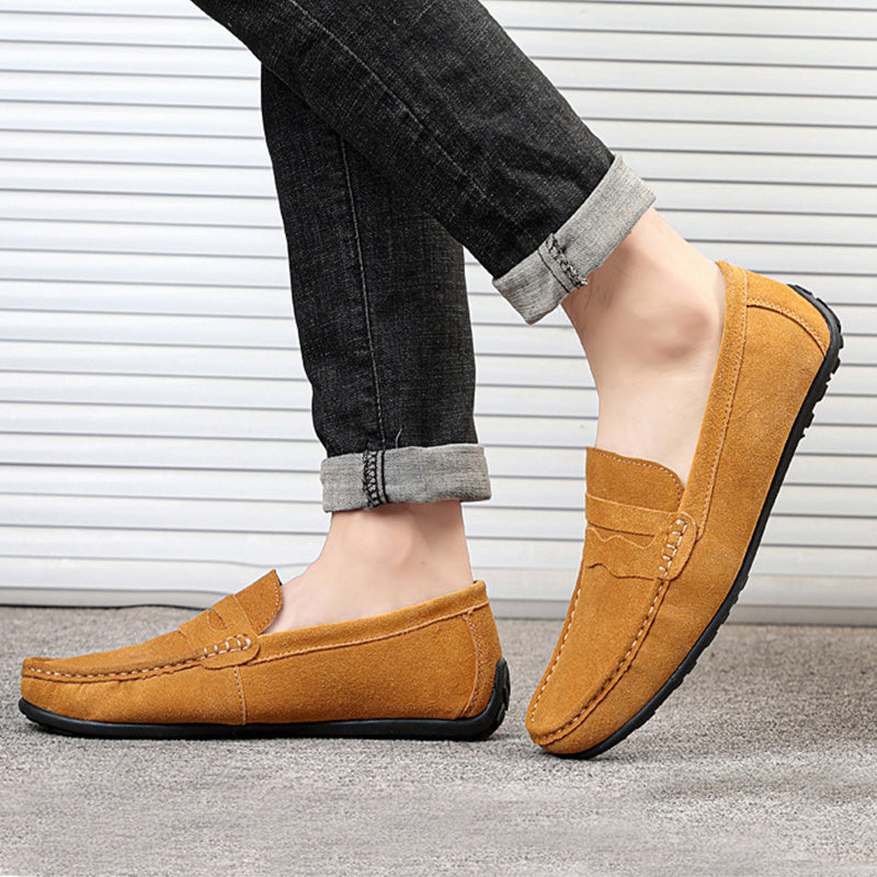 Men's Solid Color Suede Loafers Breathable Comfort Slip-on Flat Shoes