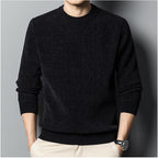 Fleece-lined Keep Warm Pure Color Men's Sweater