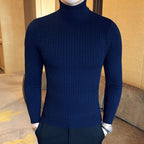 Men's Turtleneck Solid Color Twisted Sweater