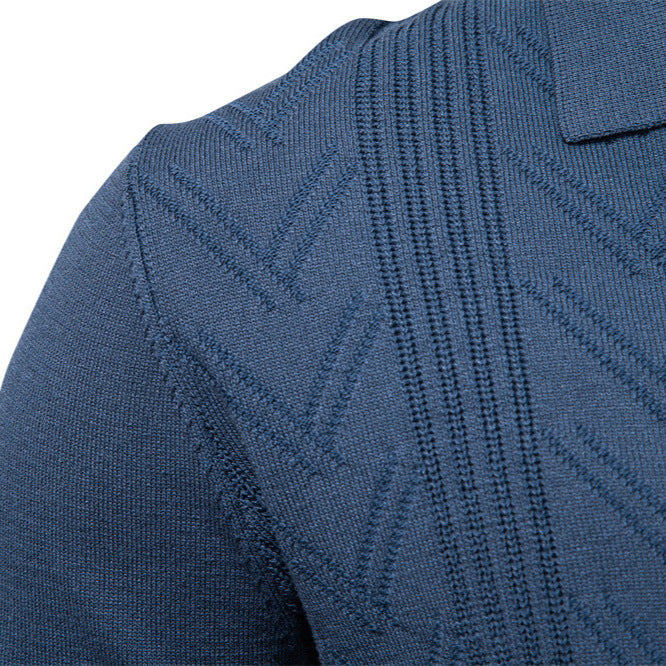 New Knitted Pullover Men's Jacquard V-neck Sweater
