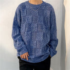 Winter Thickened Diamond Lattice Sweater Men's Loose Casual