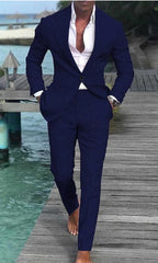 Men's Solid Color Casual Fashion Suit Pants Suit