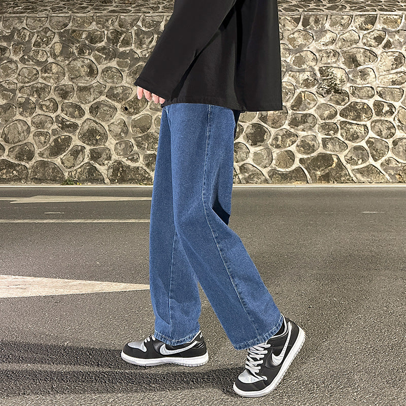 Smoke Gray Men's Loose Wide-leg Straight Jeans