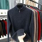 All Wool Men's Sweater Half Turtleneck Zipper Sweater