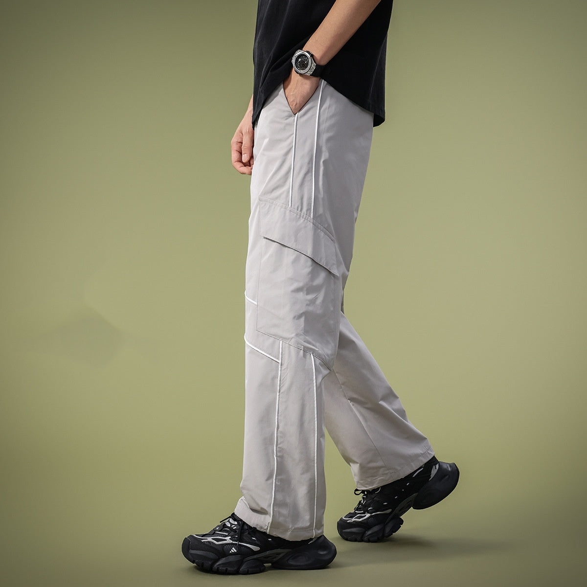 High Street Straight Loose Cargo Pants Men