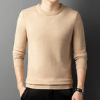 Core-spun Yarn Round Neck Semi-high Collar Knitted Sweater