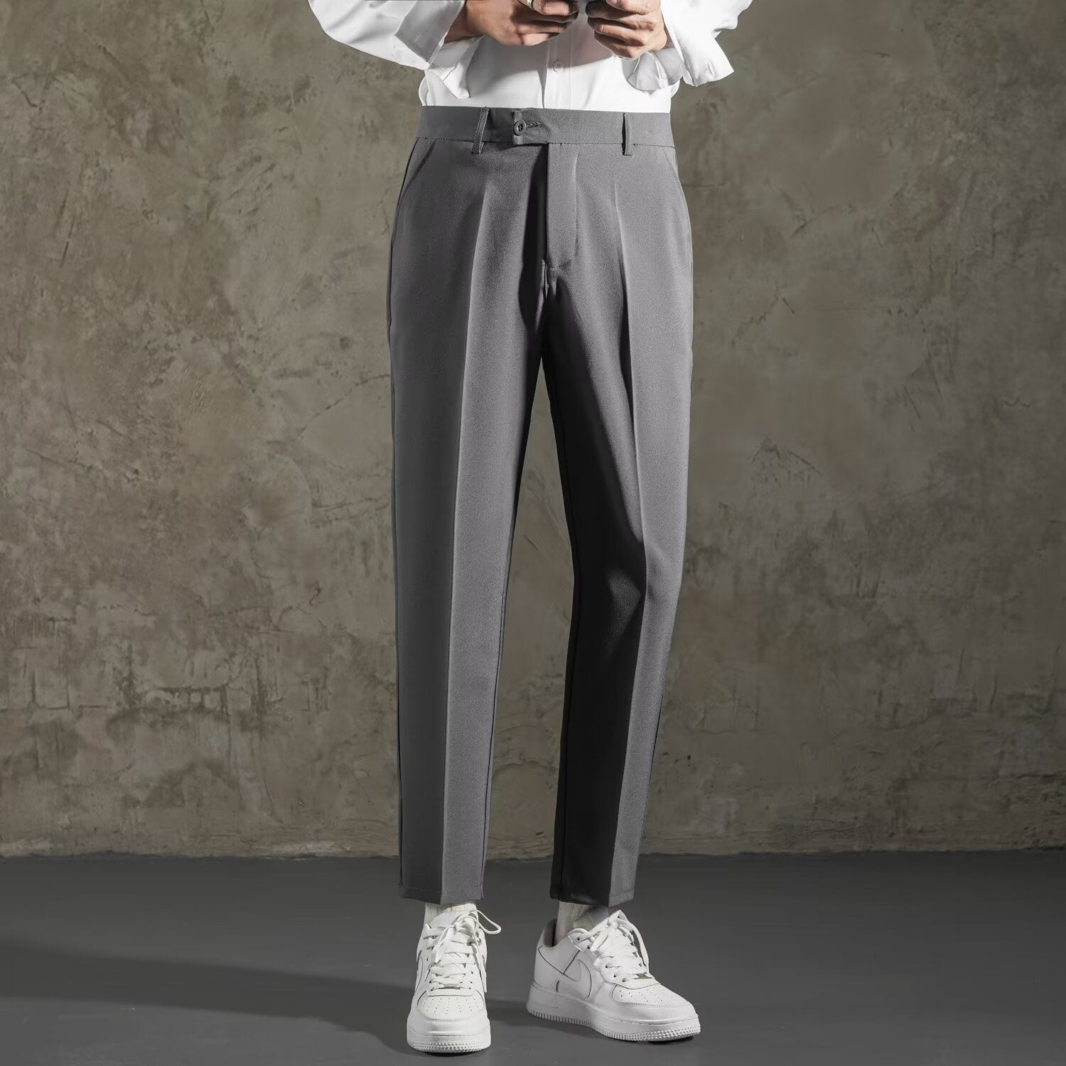 Draping Skinny Casual Slim Fit Straight All-matching Thick Small Suit Pants