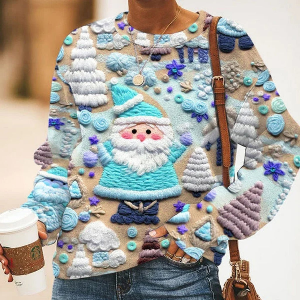 Women's Pullover Christmas Pattern Round Neck Sweatshirt