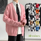 Simple V-neck Loose And Lazy Style Solid Color Sweater