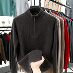 All Wool Men's Sweater Half Turtleneck Zipper Sweater