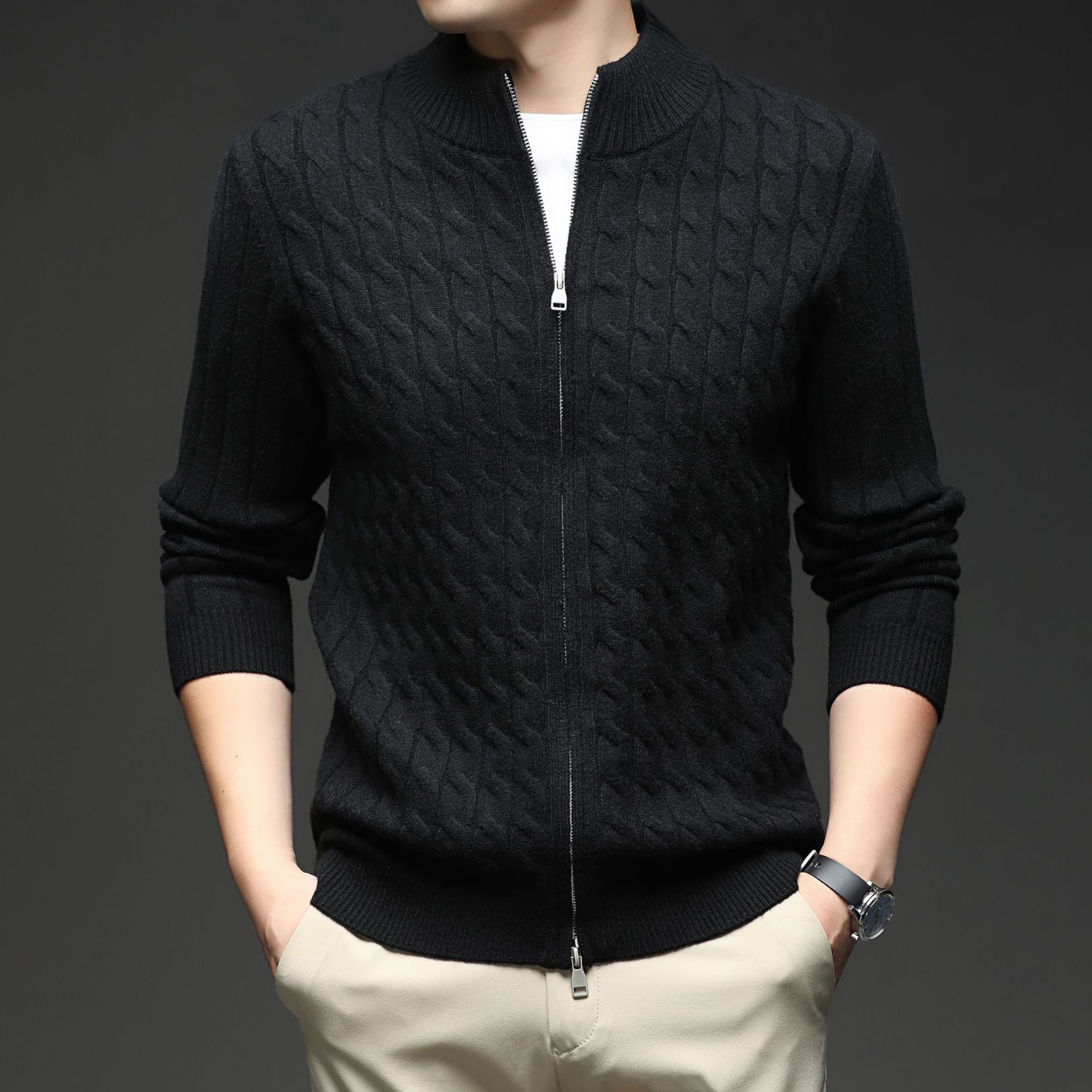 Fashion Autumn New Zipper Collar Sweater Men
