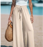 Women's Drawstring Loose Casual Wide-leg Trousers