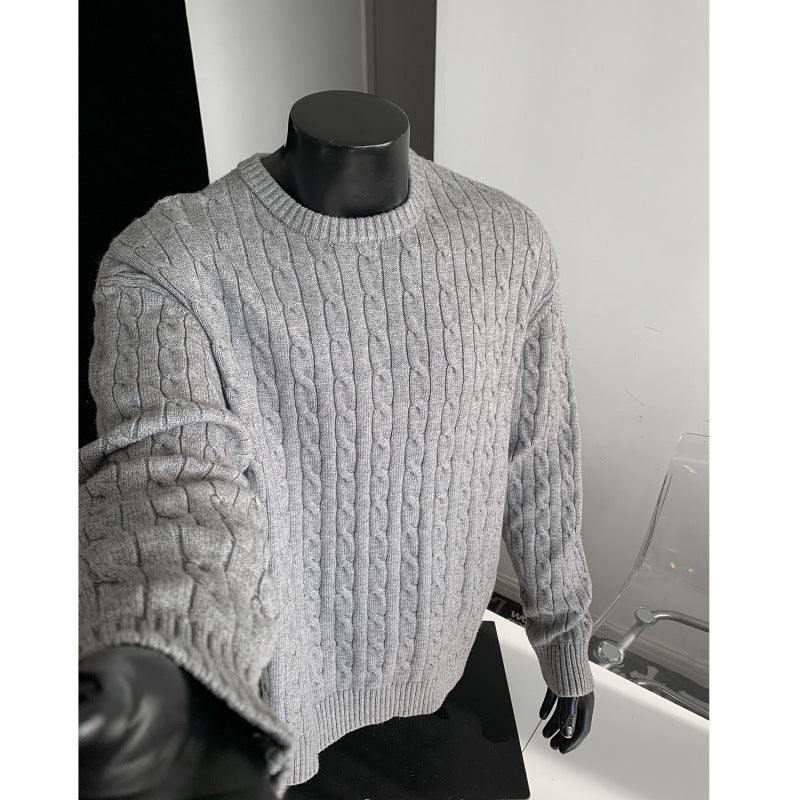 Retro Twist Round Neck Sweater Loose Casual Sweater