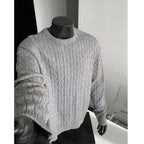 Retro Twist Round Neck Sweater Loose Casual Sweater