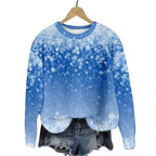 Christmas Cat Hat Snowflake Print Women's Round Neck Sweatshirt