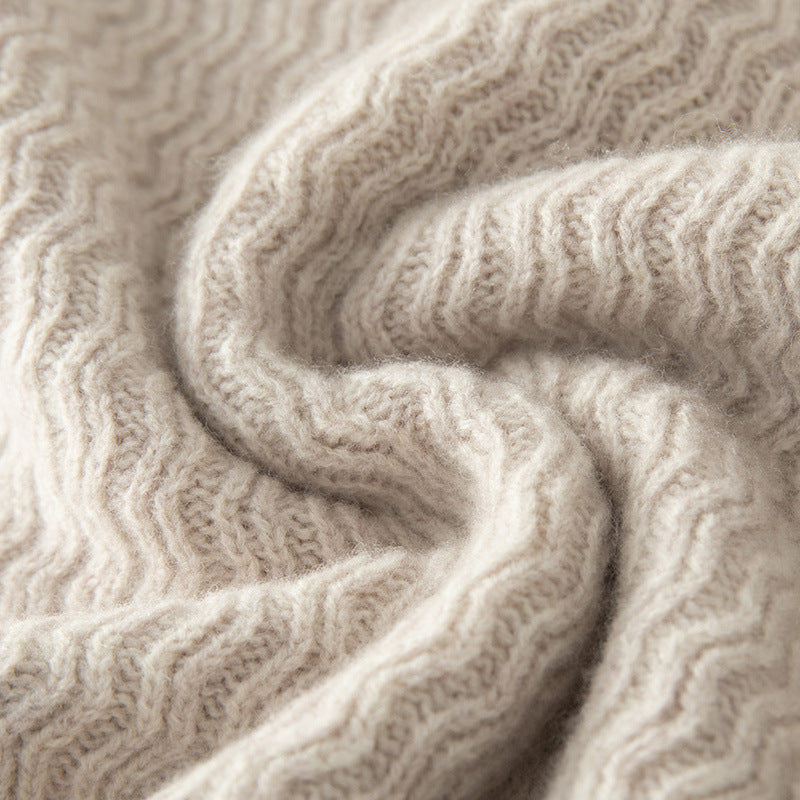 Men's Woolen Sweater Half-open Collar Long Sleeve Solid Color Stand Collar Sweater