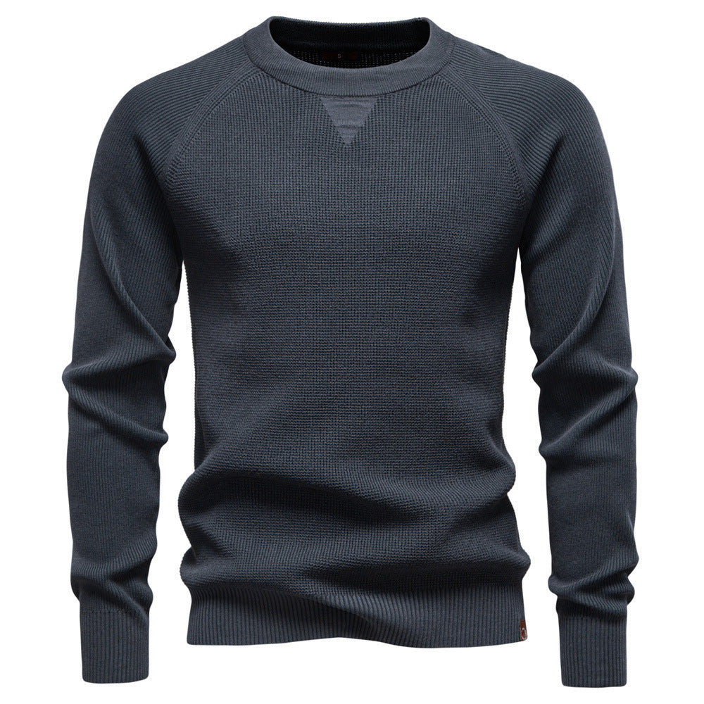 Round Neck Fashion Solid Color Sweater Men's High Quality Business Casual Knitted Men's Sweater