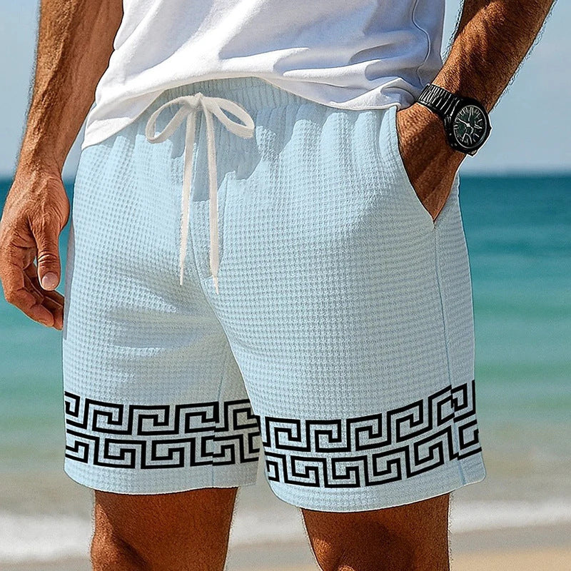 Summer Men's American Waffle Loose Shorts