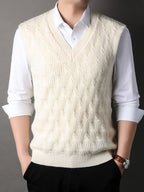 Woolen Vest Men's Twisted Loose Middle-aged Knitted Dad Vest Base Sleeveless Shirt Wholesale