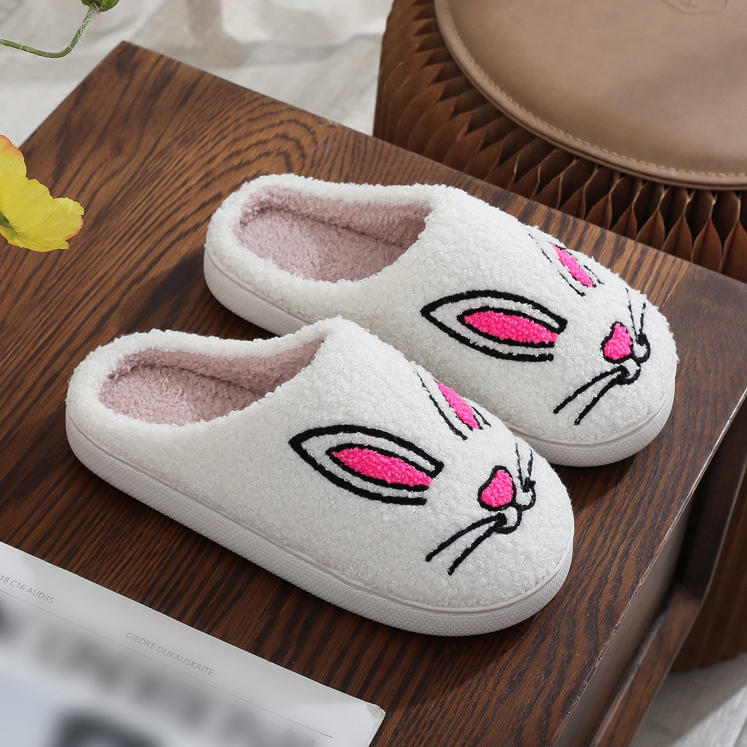 Cotton Slippers Women's Home Winter Animal Embroidery Warm