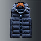Men's Down Cotton Loose Waistcoat Hooded Stand Collar Short Vest