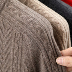 All Wool Men's Sweater Half Turtleneck Zipper Sweater