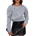 Loose Slimming Bow Long Sleeve Sweater