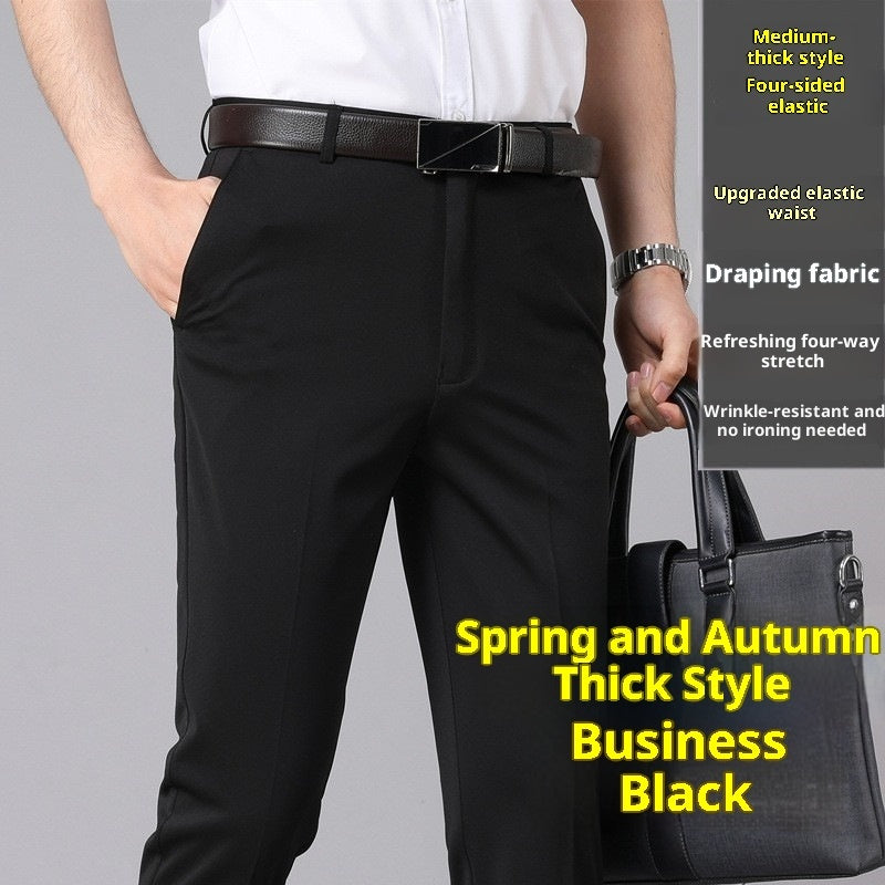 Middle-aged Loose Straight Suit Pants Man