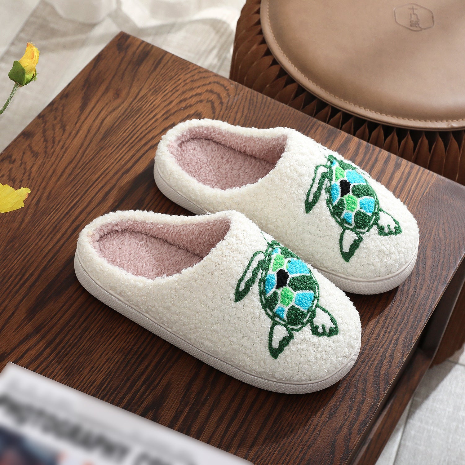 Cotton Slippers Women's Home Winter Animal Embroidery Warm