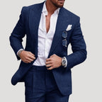 Men's Large Single Row One Button Solid Color Suit Two-piece Set